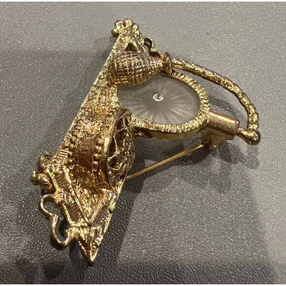 1928 Goldtone Rhinestone Brooch Vanity Tray With Perfume‎ Camphor Glass Elegant - Picture 3 of 8